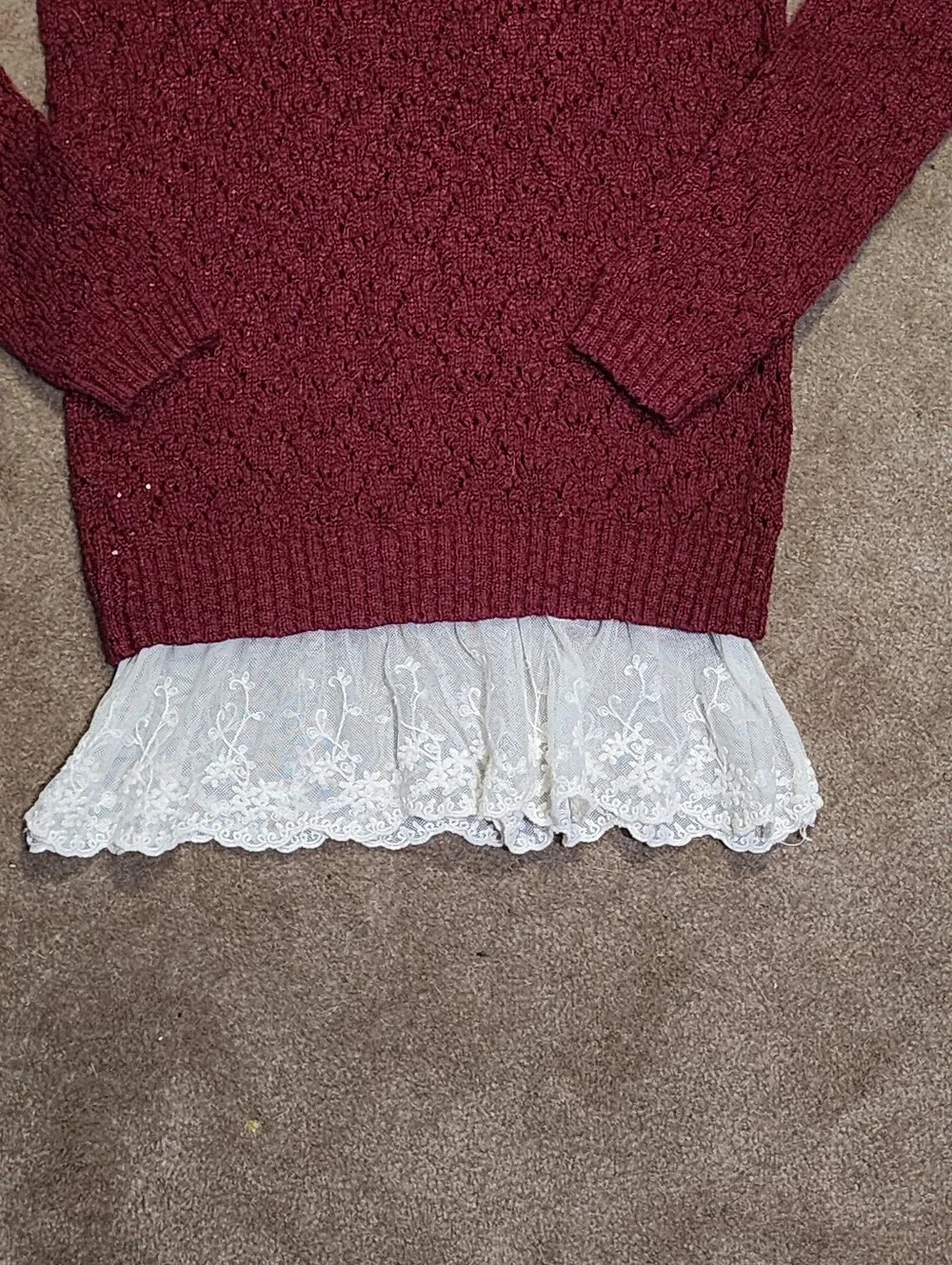 Justice Kids Marron Knitted Long Sleeve Shirt Sz 7/12